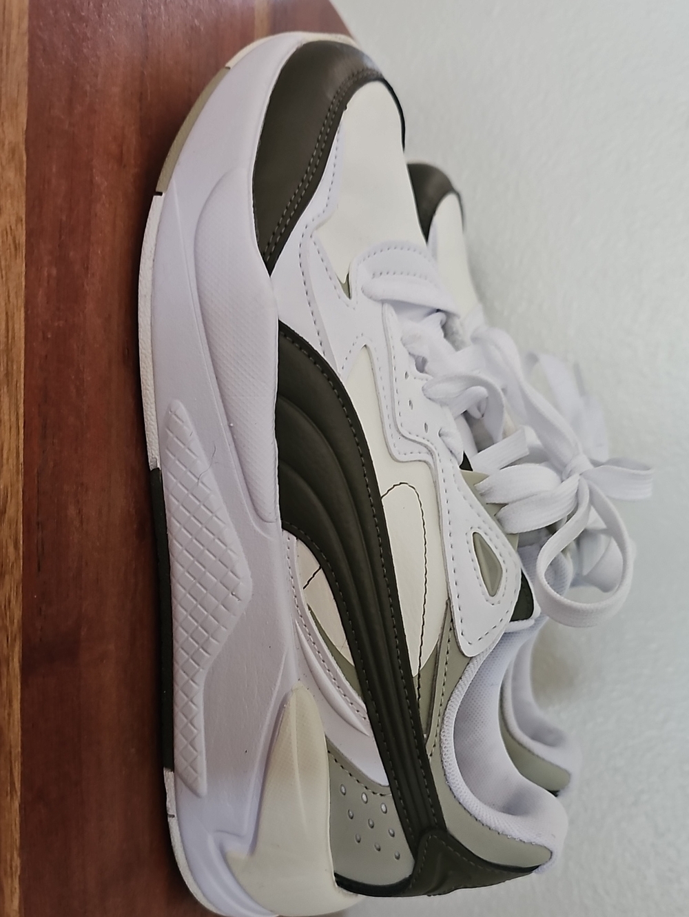 Puma Women's White and Olive Accent Athletic Sneakers